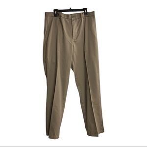 SIGNATURE, Men’s pants, flat front, tag says 36/32,‎ hand measures 35/32, brown,